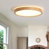 Ceiling Light-Farmhouse Wooden Round LED Ceiling Light