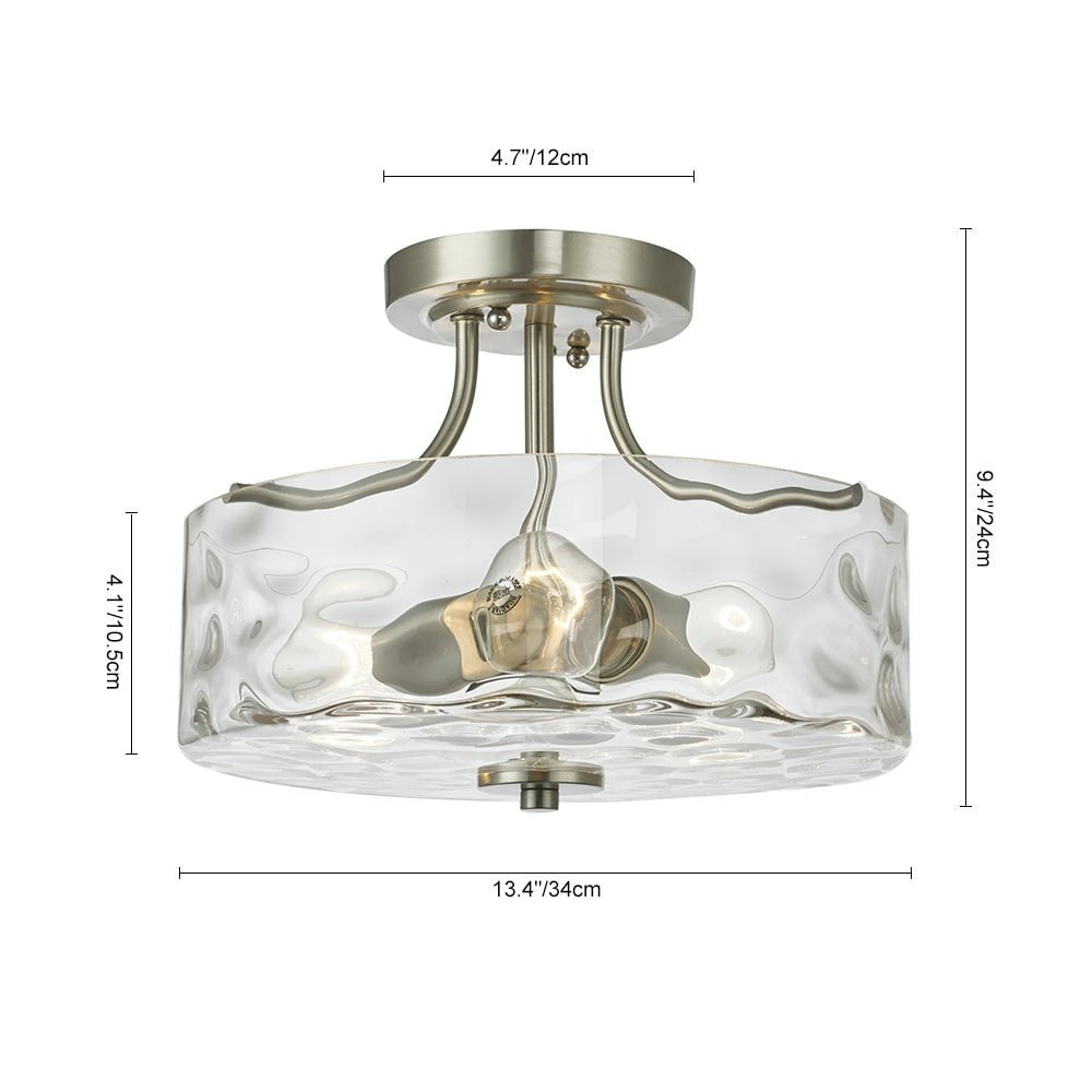Ceiling Light-Round Hammered Glass Semi Flush Mount