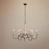 Chandelier-Farmhouse 6 Light Wood Weathered Anchor Chandelier