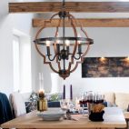 Chandelier-Farmhouse Geometric Candle Chandelier