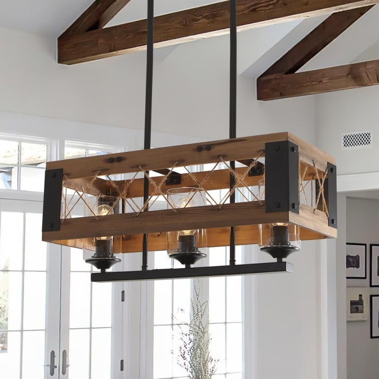 chandelier-farmhouse linear rectangle box pendant light