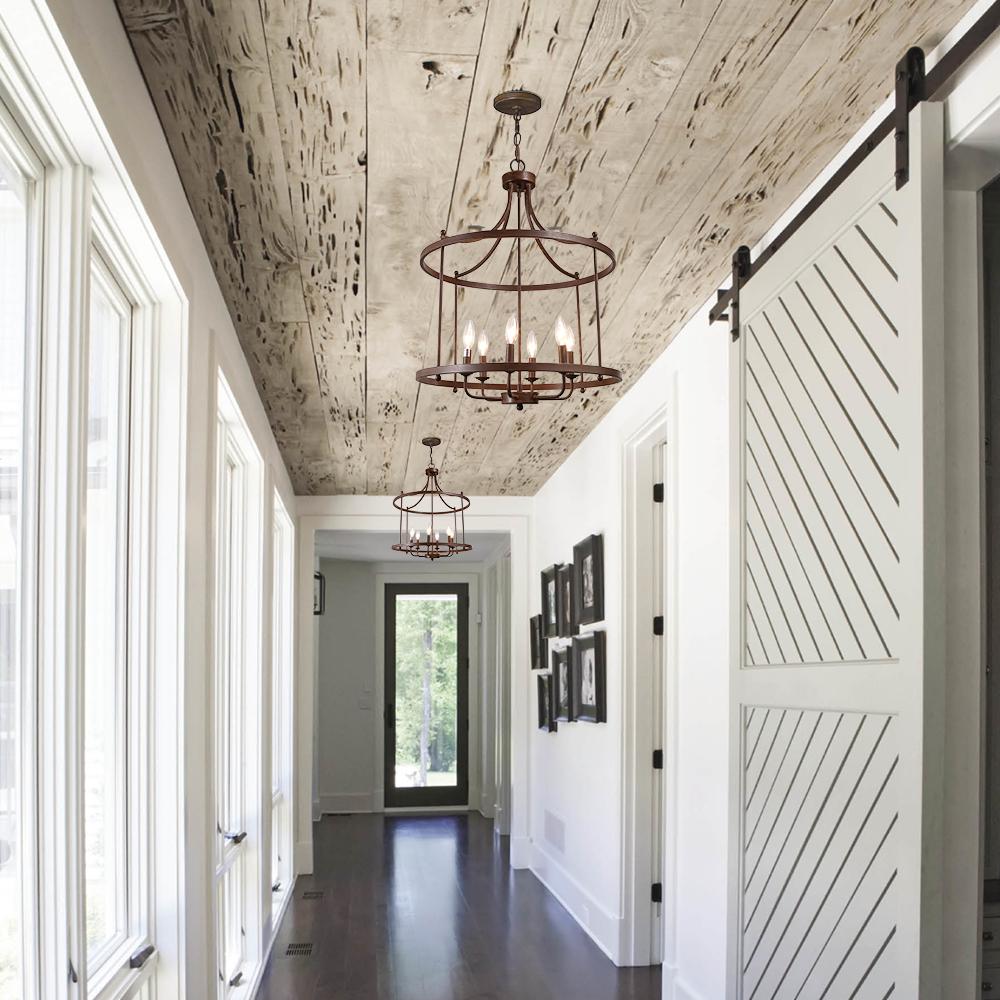 Chandelier-Farmhouse Metal Drum Wireframe Pendant Light