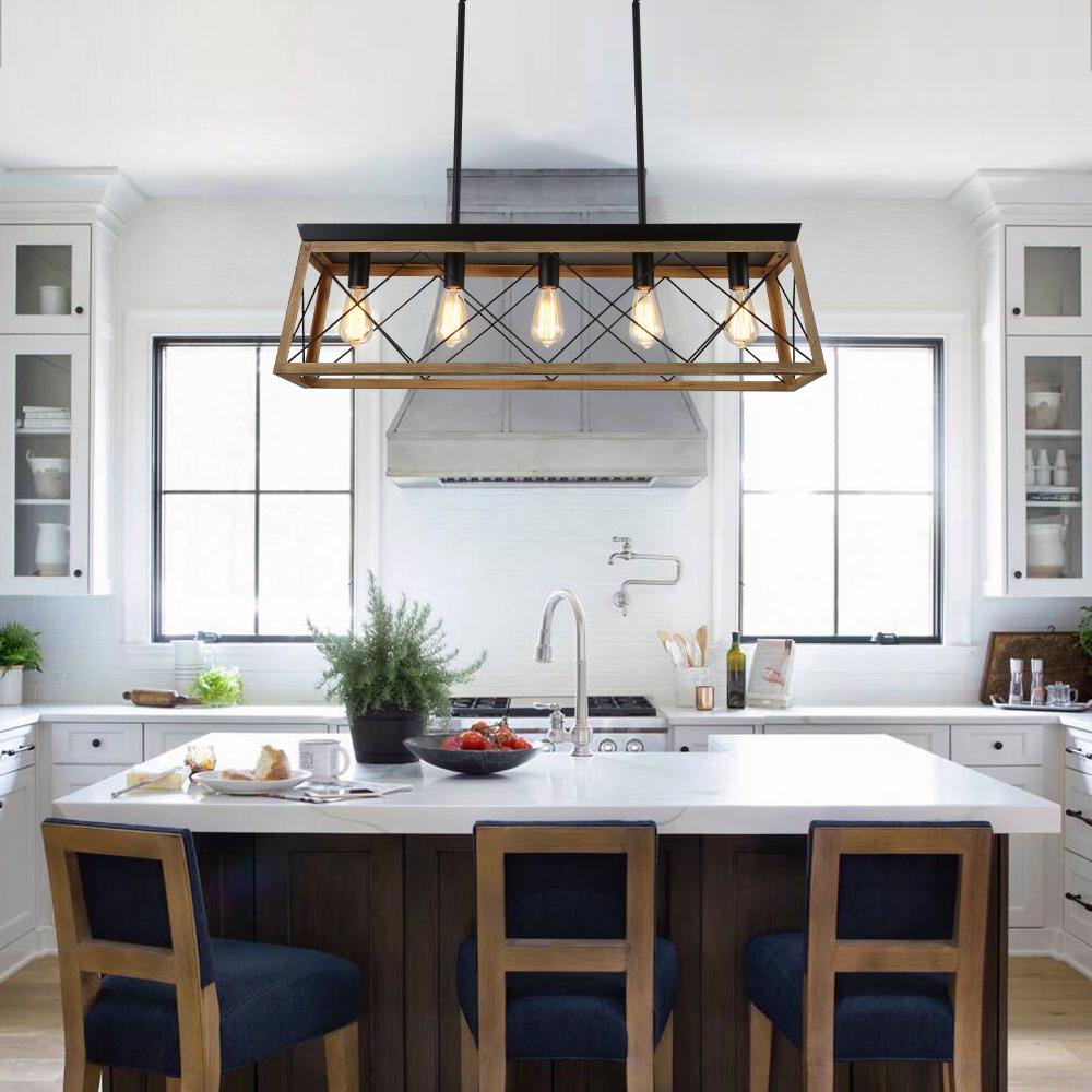 Chandelier-Farmhouse Rectangular Cage Kitchen Chandelier