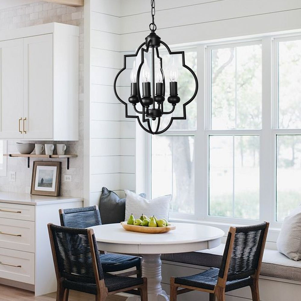 Chandelier-Farmhouse Rustic 4-Light Lantern Pendant Lighting