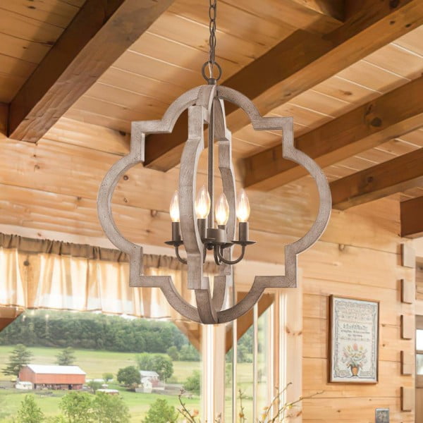 Chandelier-Farmhouse Rustic Round Lantern Pendant Light