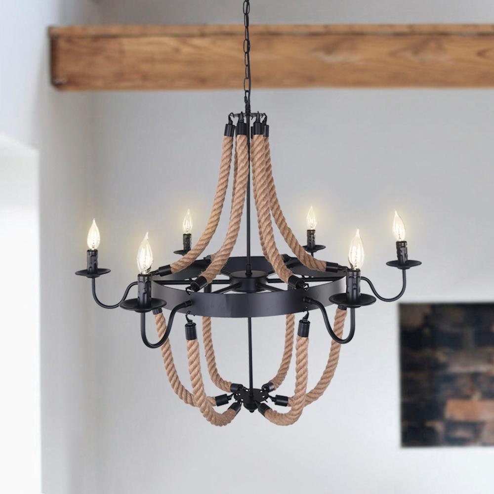 Chandelier-Industrial Retro Hemp Rope Chandelier