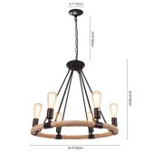 Chandelier-Industrial Retro Hemp Rope Pendant Light