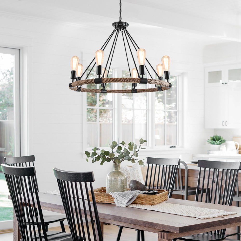 Chandelier-Industrial Retro Hemp Rope Pendant Light