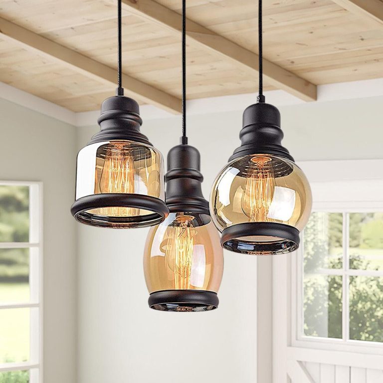 farmhouse cluster amber glass hanging pendant lighting