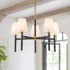 farmhouze-light-mid-century-black-brass-5-light-linen-shade-chandelier-chandelier-5-light-432092