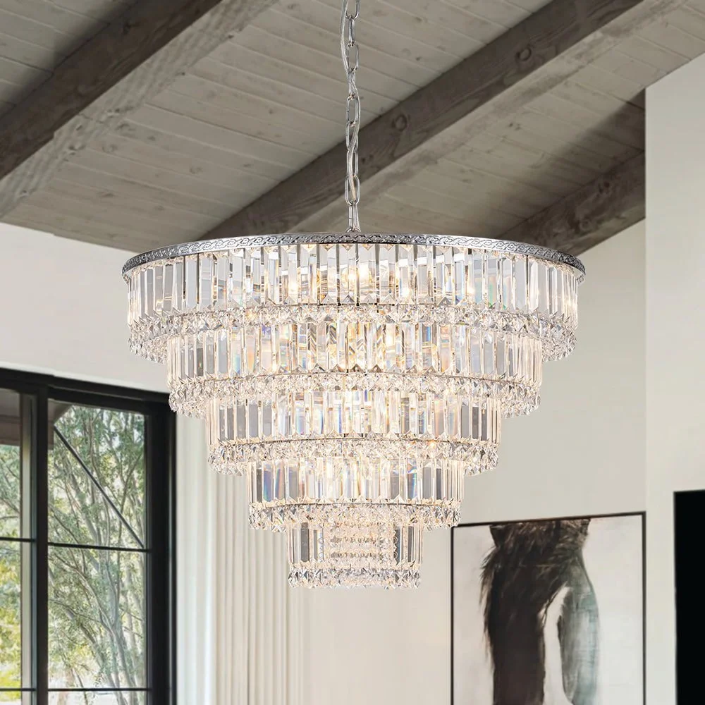 crystal chrome farmhouse chandelier