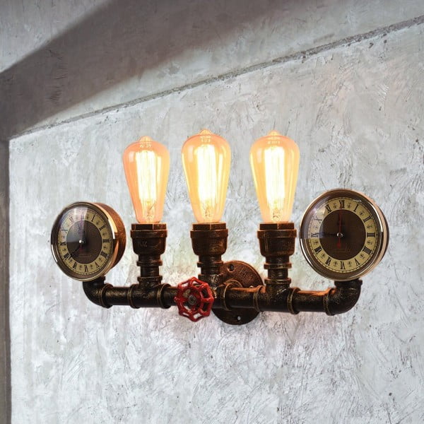 Industrial Lighting-Industrial 3-Light Pipe Wall Sconce
