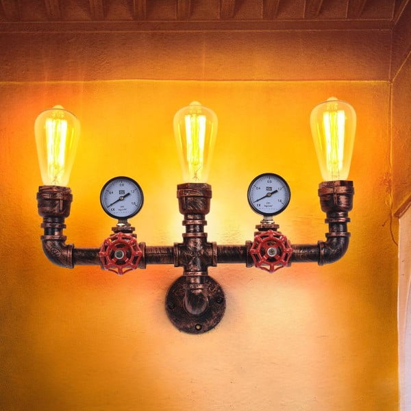 Industrial Lighting-Industrial Rustic 3-Light Steampunk Wall Sconce