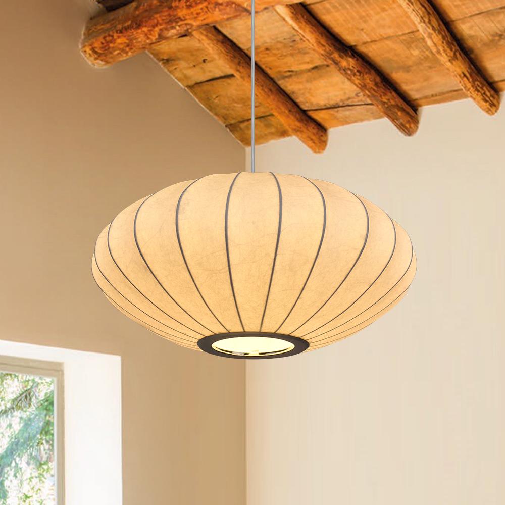 Pendant-White Fabric Lantern Pendant Light