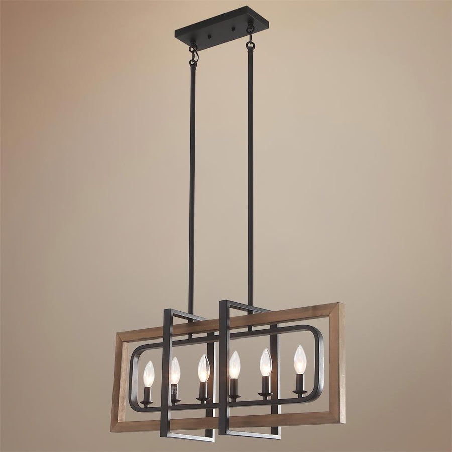 rectangle geometric wooden chandelier height