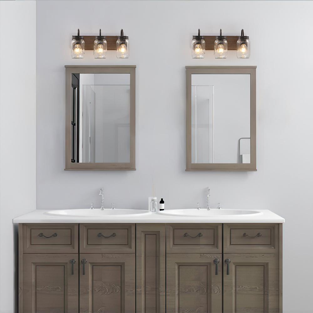 Wall Sconce-Farmhouse Glass Mason Jar 3 Light Wall Sconce