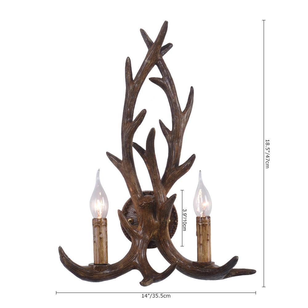 Wall Sconce-Farmhouse Retro Antler 2-Light Wall Sconce